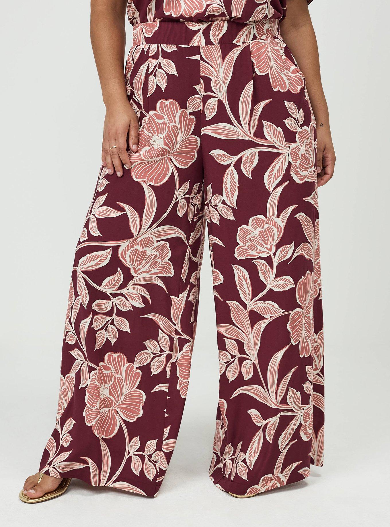 High-Rise Pull-On Wide-Leg Pant, NOVA FLORAL PLUM, alternate