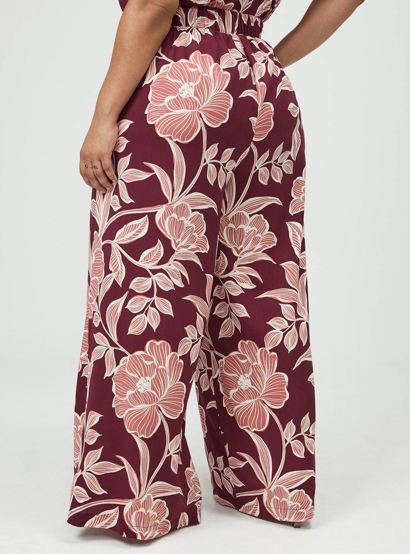 High-Rise Pull-On Wide-Leg Pant, NOVA FLORAL PLUM, alternate