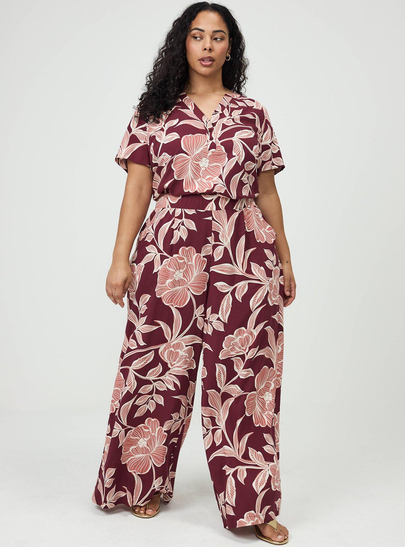 High-Rise Pull-On Wide-Leg Pant, NOVA FLORAL PLUM, alternate