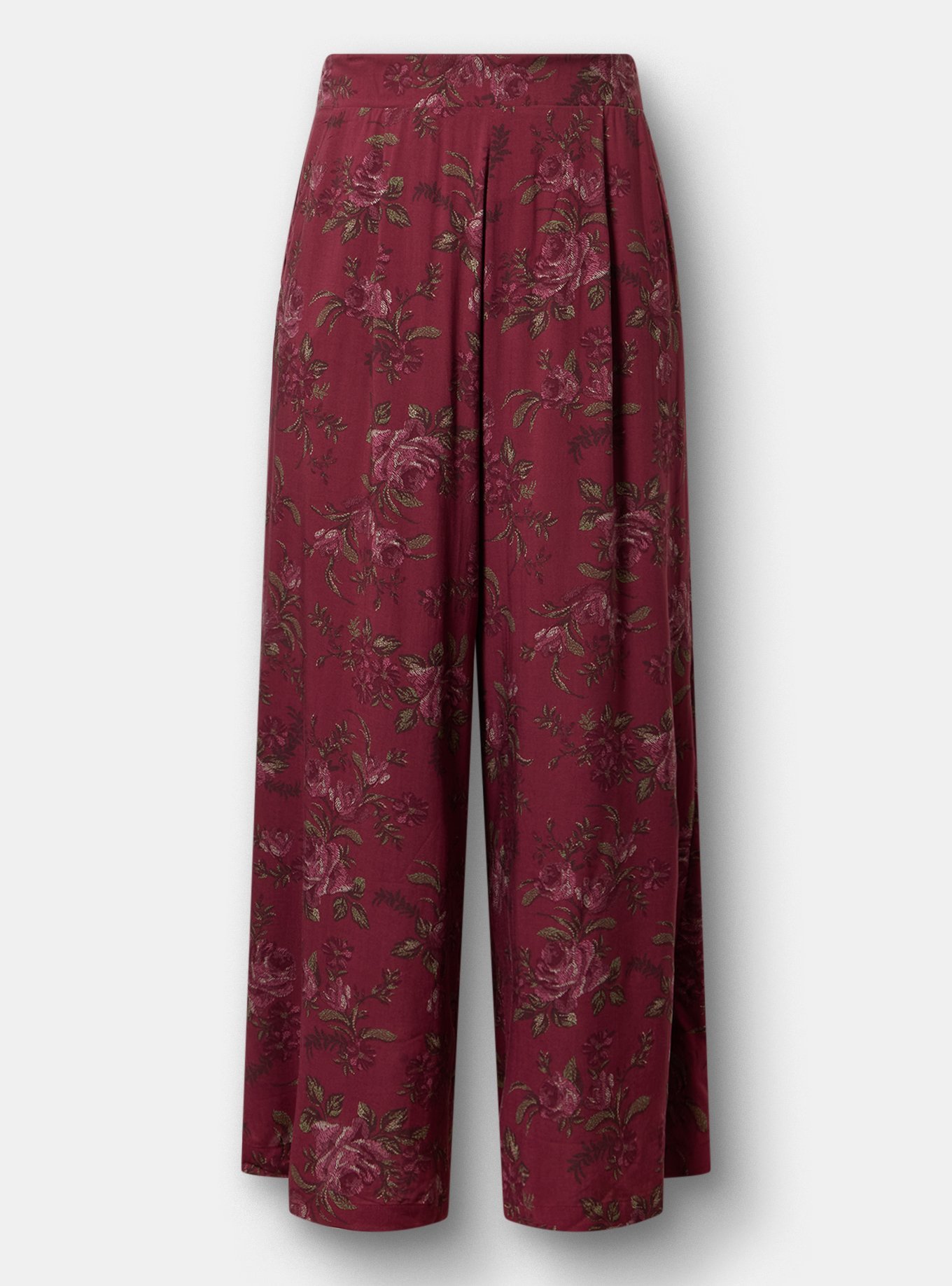 High-Rise Pull-On Wide-Leg Pant, HEIDI FLORAL BURGUNDY, hi-res