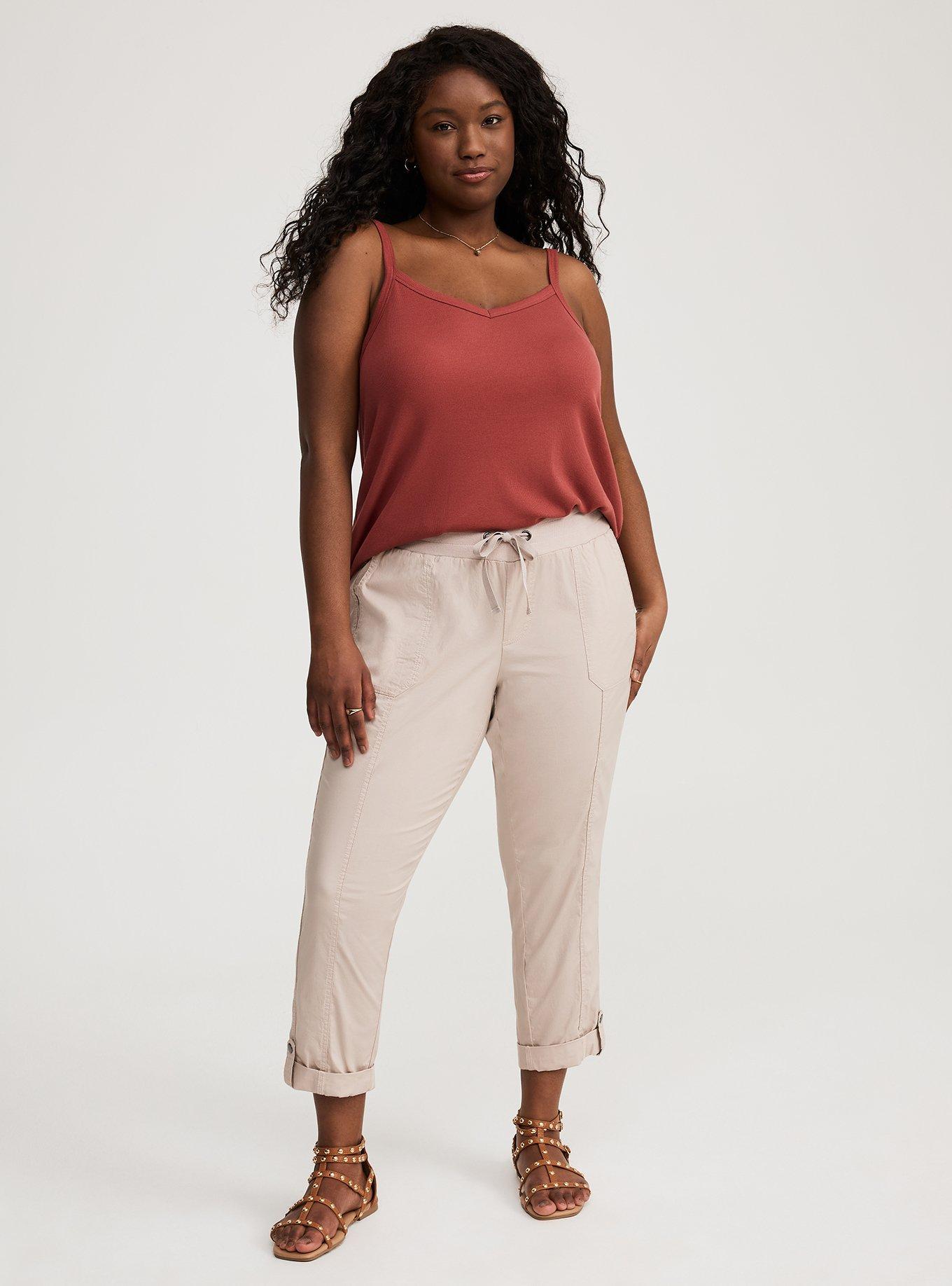 Pull-On Convertible Poplin Crop Pant