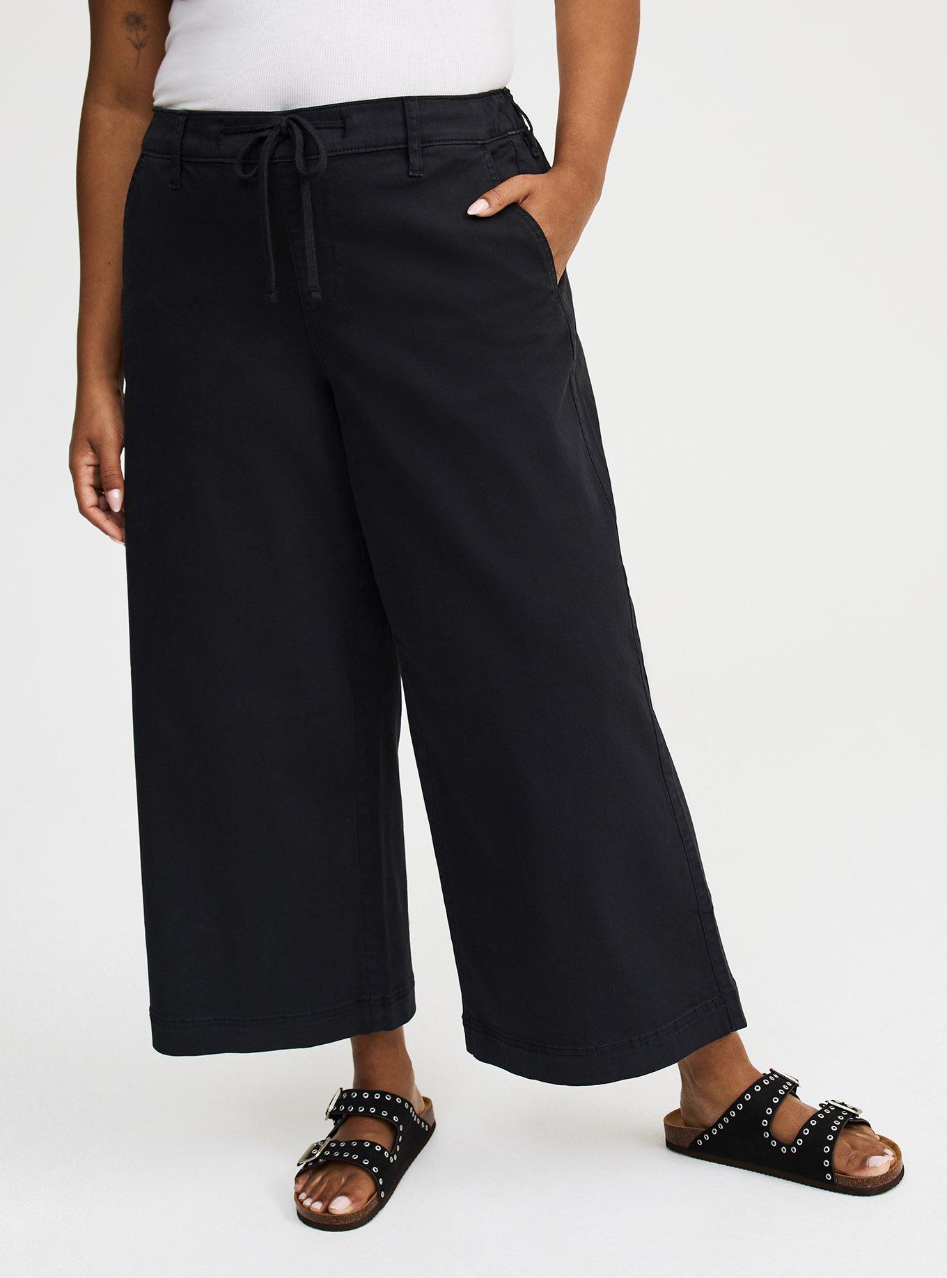 Pull-On Weekend Wide Stretch Twill Mid-Rise Crop Pant