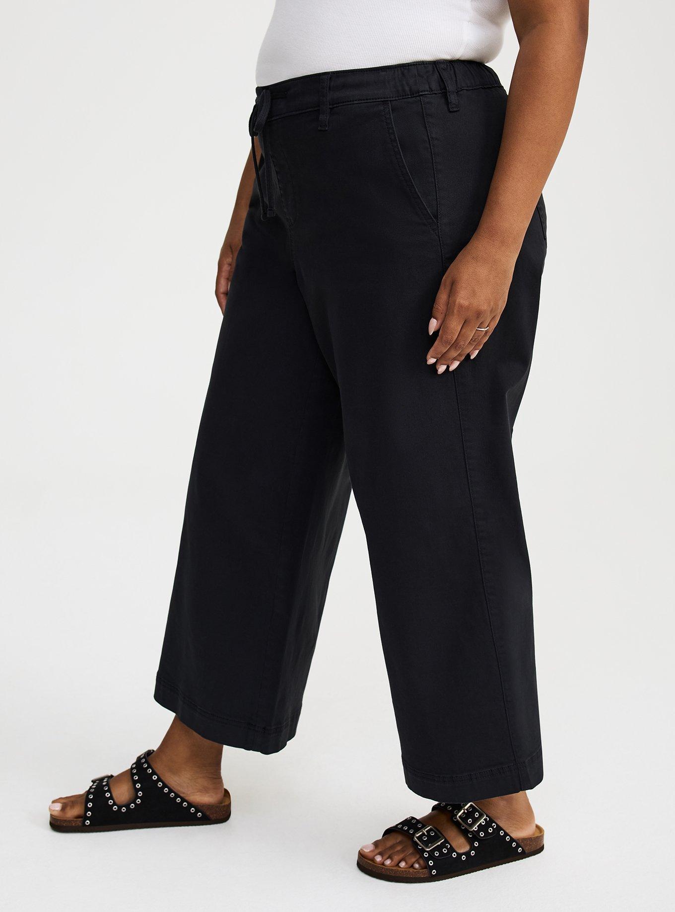 Pull-On Weekend Wide Stretch Twill Mid-Rise Crop Pant