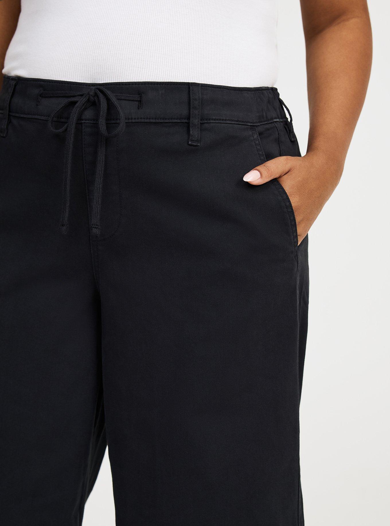 Pull-On Weekend Wide Stretch Twill Mid-Rise Crop Pant