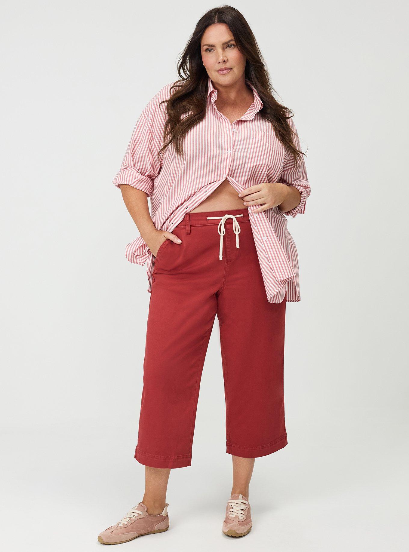 Pull-On Weekend Wide-Leg Ankle Pant, BRICK RED, alternate