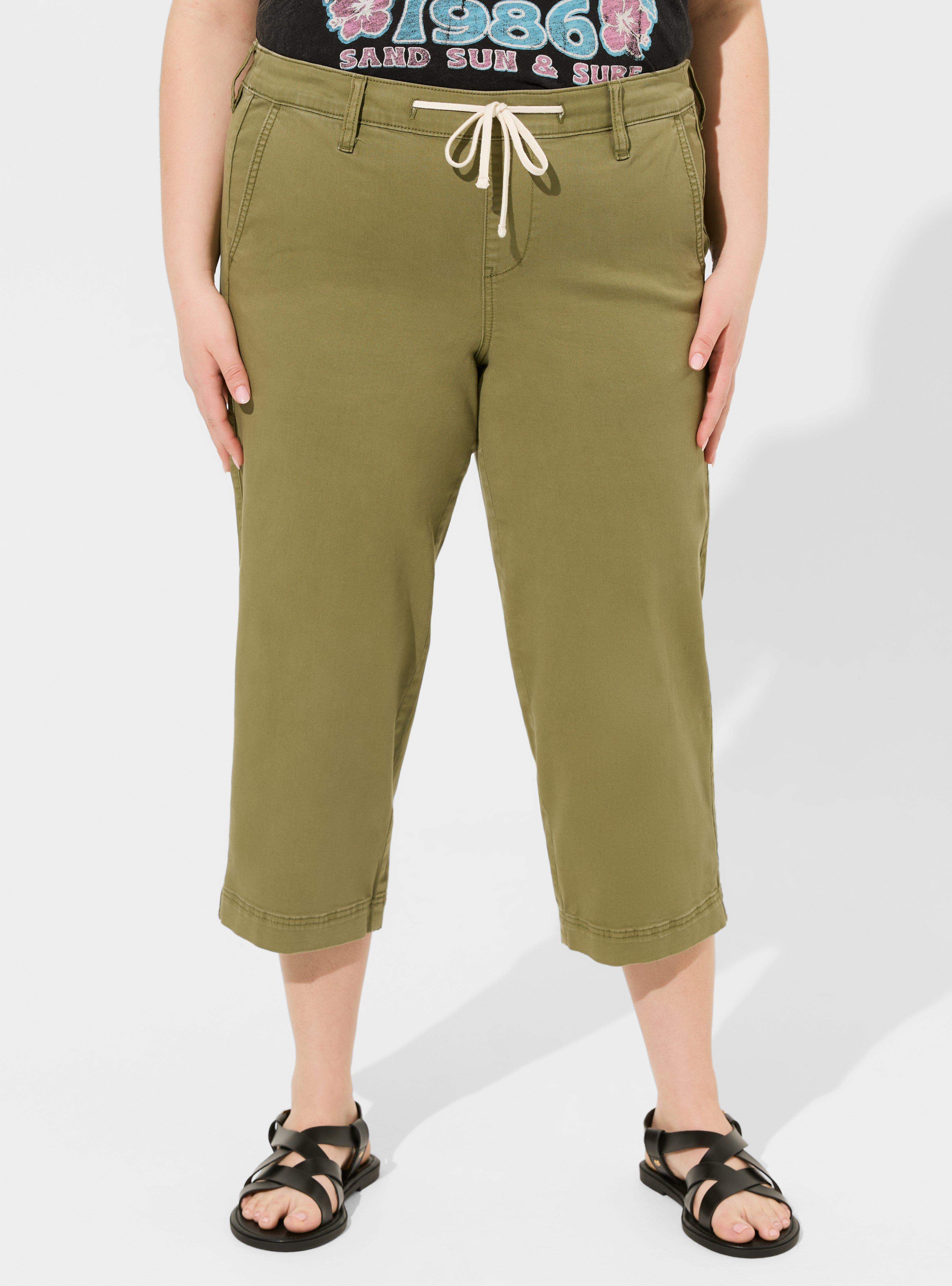Pull-On Weekend Wide Stretch Twill Mid-Rise Crop Pant