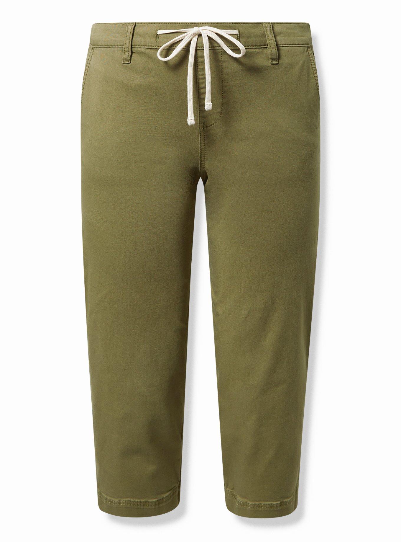 Pull-On Weekend Wide Stretch Twill Mid-Rise Crop Pant