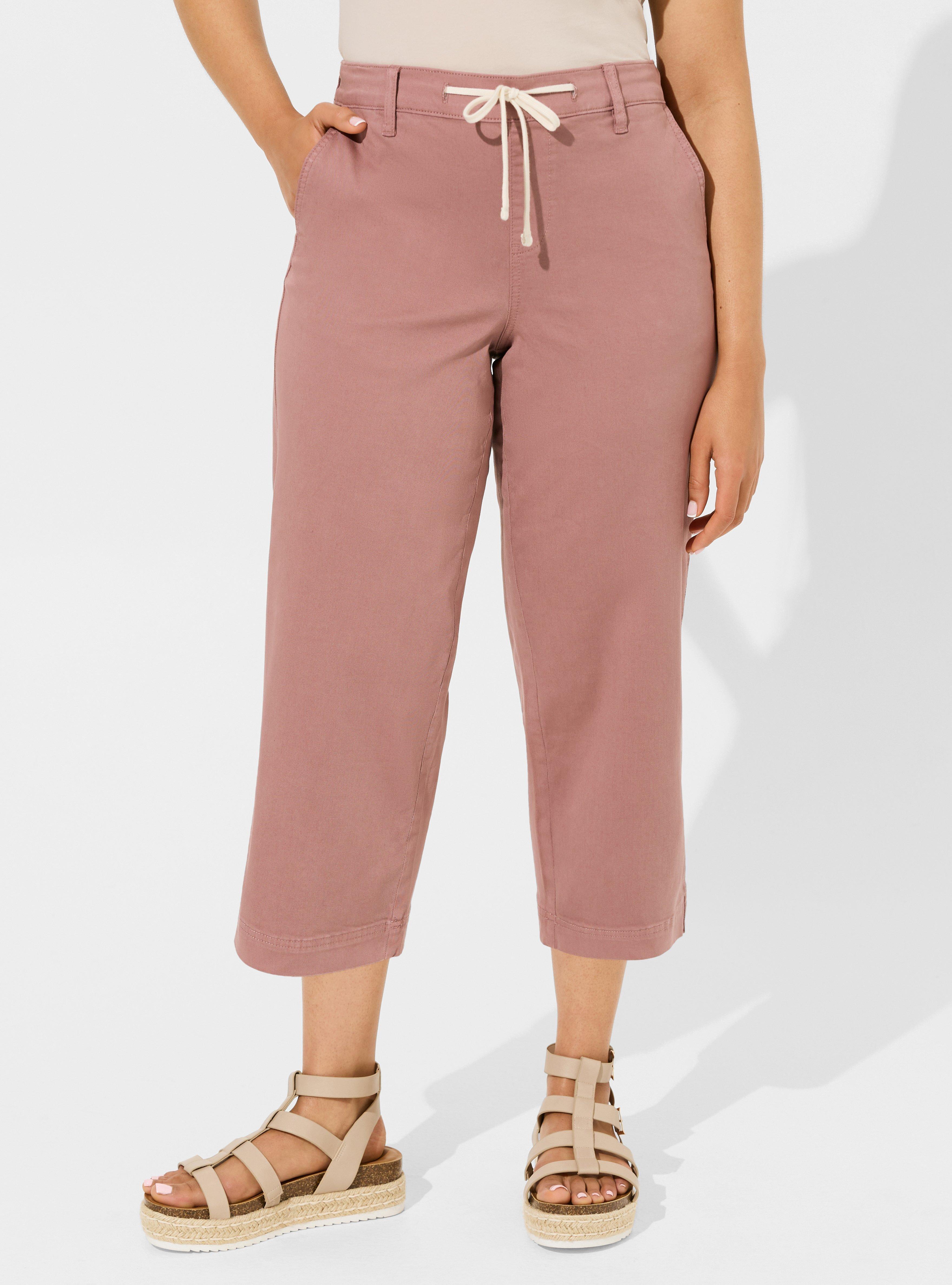 Plus Size - Pull-On Weekend Wide Stretch Twill Mid-Rise Crop Pant
