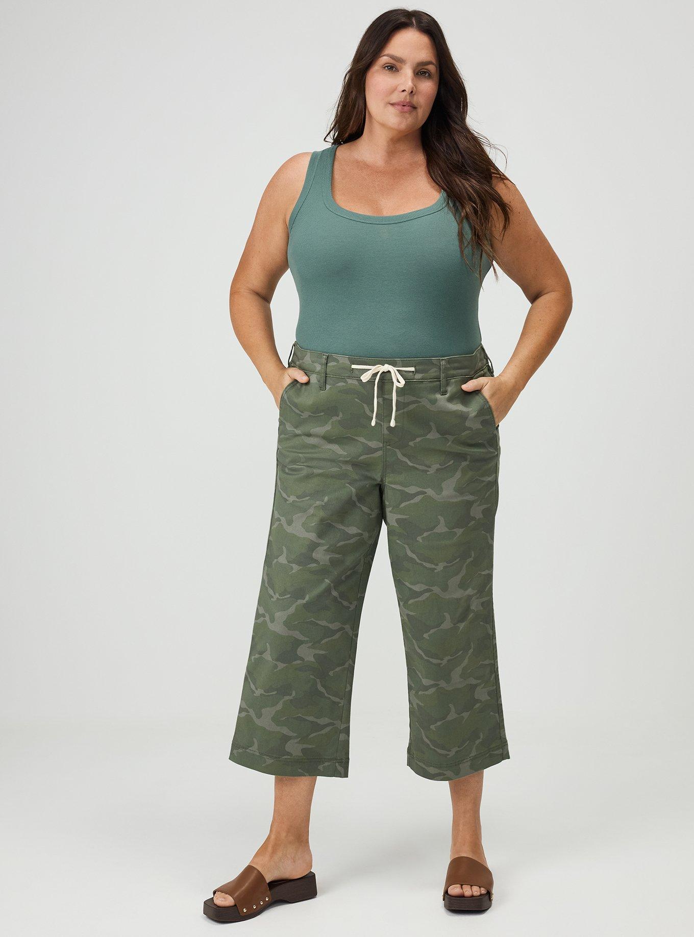 Pull-On Weekend Wide-Leg Ankle Pant, CAMO CADET, hi-res