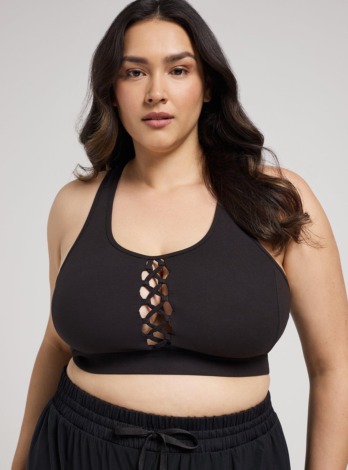 TRU Low Impact Wireless Cross-Front Active Bra, DEEP BLACK, alternate