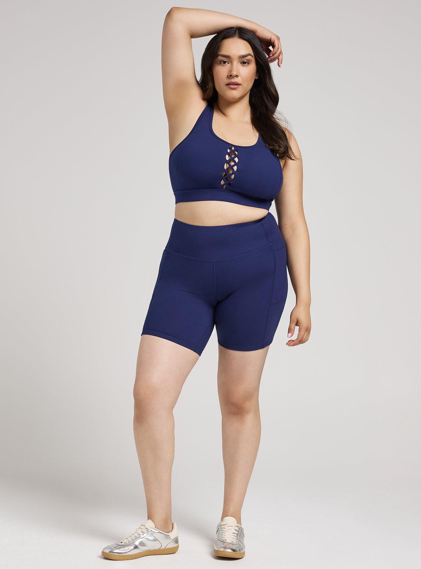 TRU Low Impact Wireless Cross-Front Active Bra, MEDIEVAL BLUE, alternate