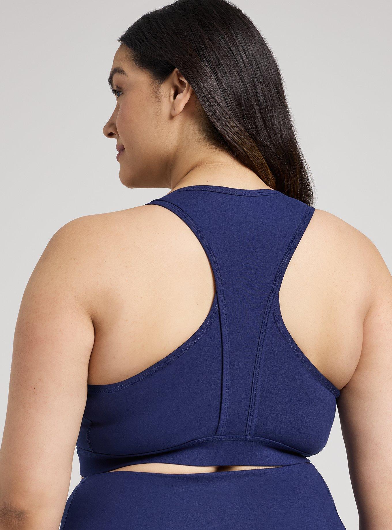 TRU Low Impact Wireless Cross-Front Active Bra, MEDIEVAL BLUE, alternate