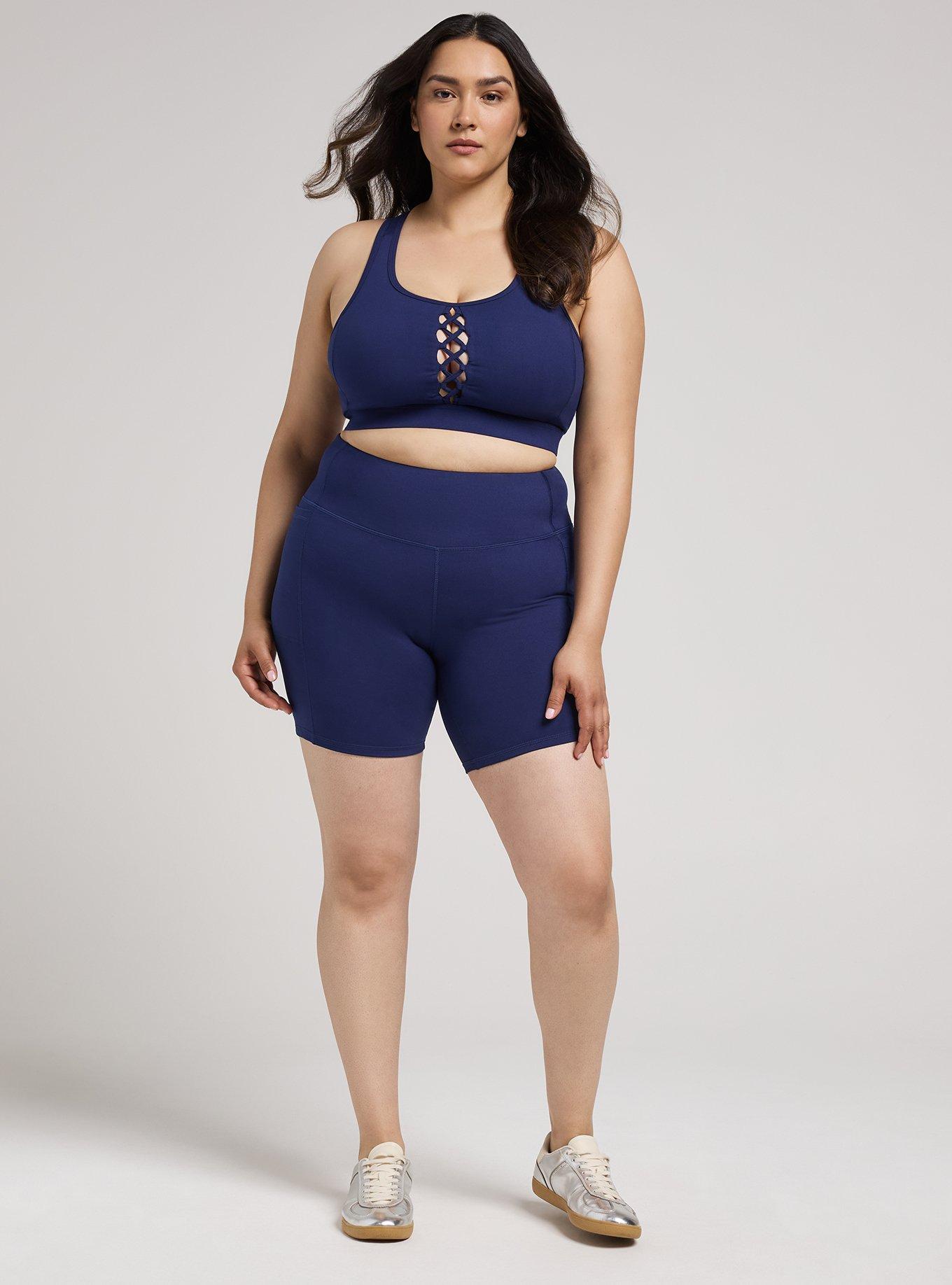 TRU Low Impact Wireless Cross-Front Active Bra, MEDIEVAL BLUE, alternate