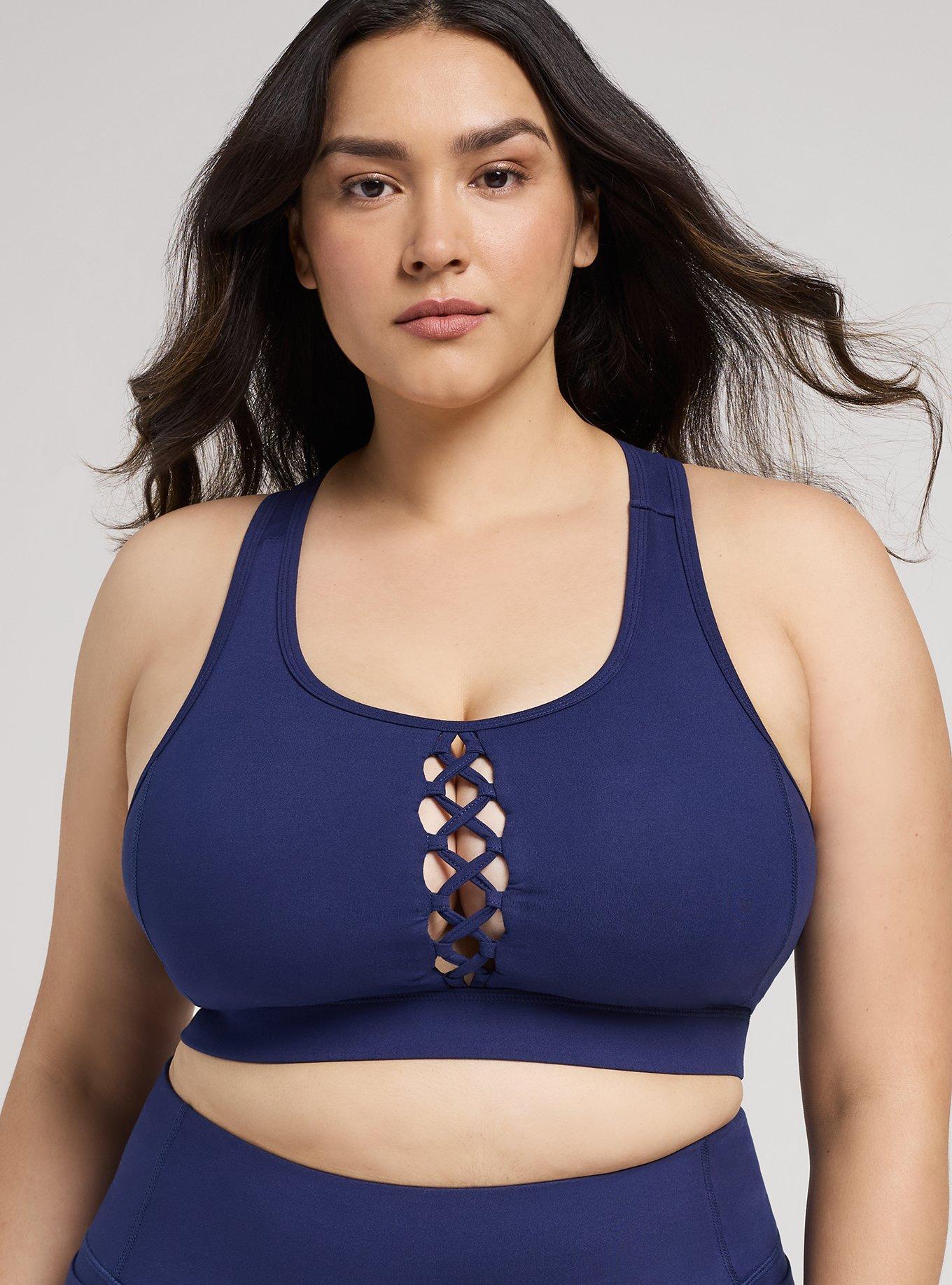 TRU Low Impact Wireless Cross-Front Active Bra, MEDIEVAL BLUE, hi-res