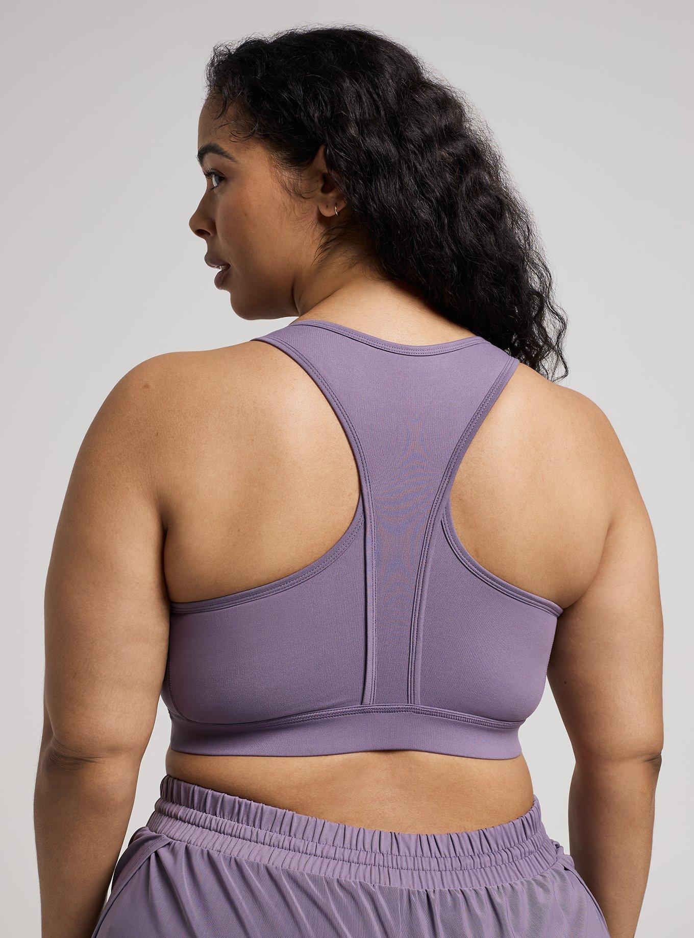 TRU Low Impact Wireless Cross-Front Active Bra, PURPLE SAGE, alternate