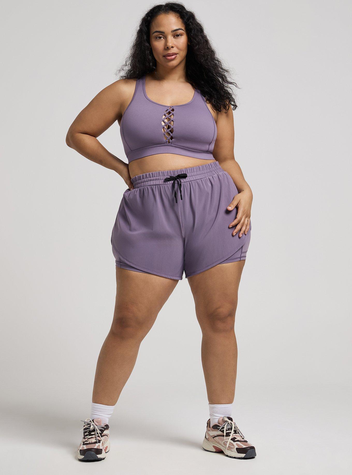 TRU Low Impact Wireless Cross-Front Active Bra, PURPLE SAGE, alternate