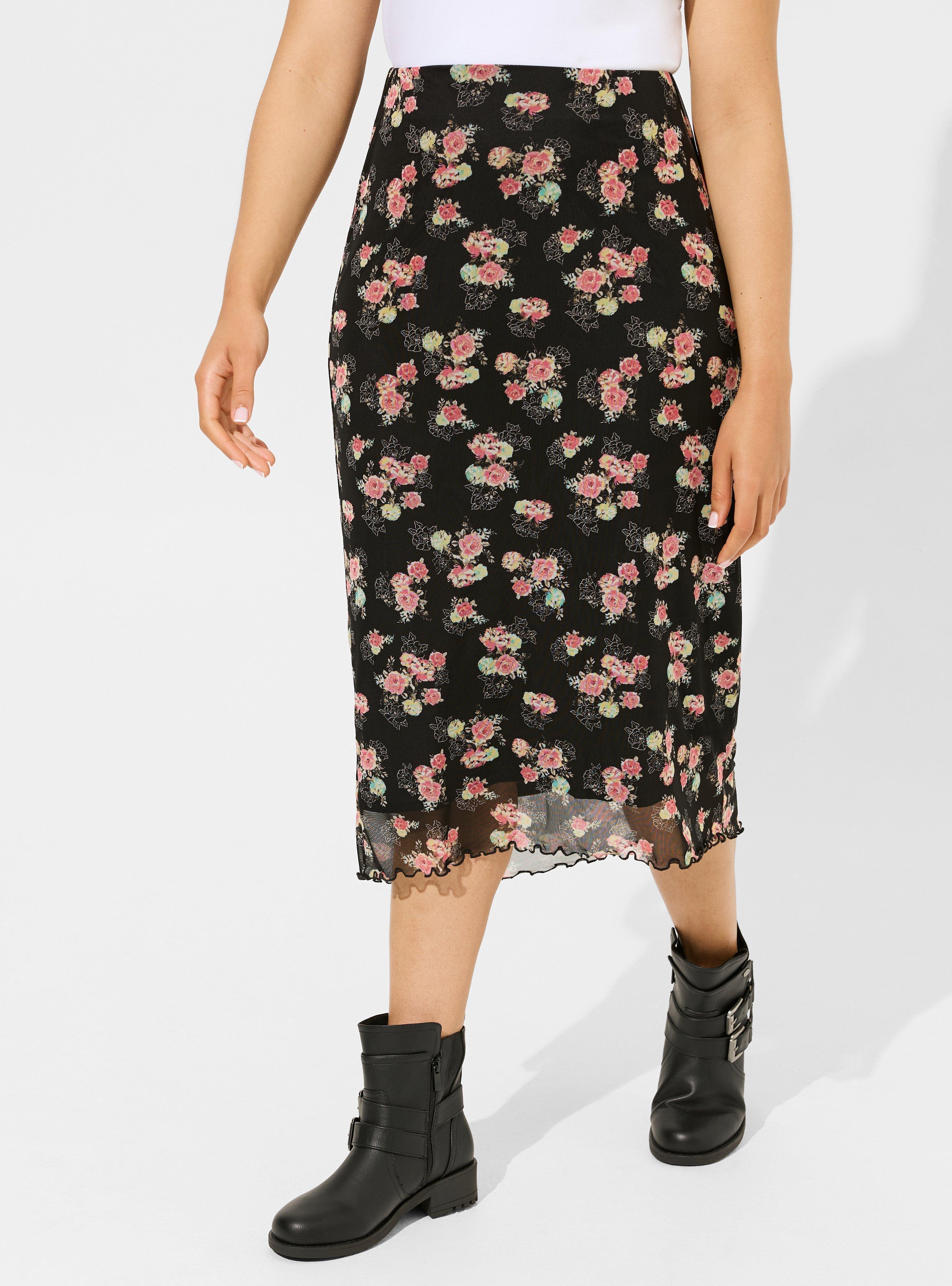 Tea Length Mesh Pencil Skirt