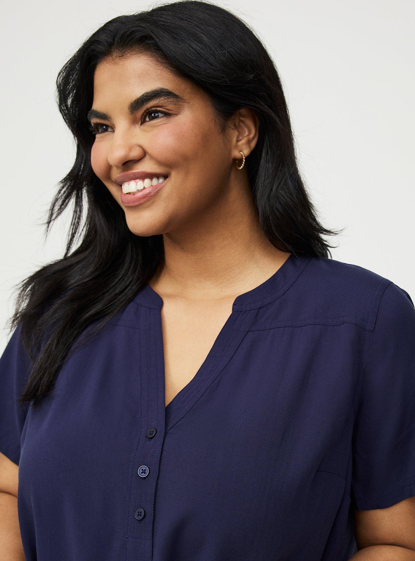 Harper Challis Short Sleeve Blouse, PEACOAT, alternate