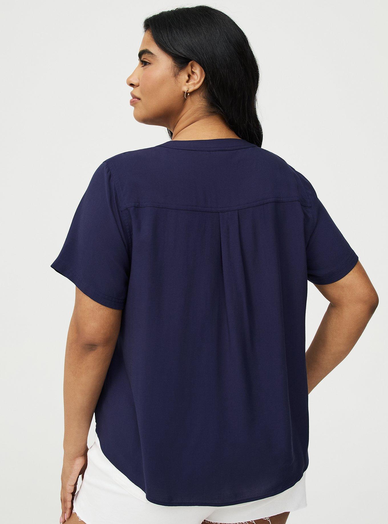 Harper Challis Short Sleeve Blouse, PEACOAT, alternate