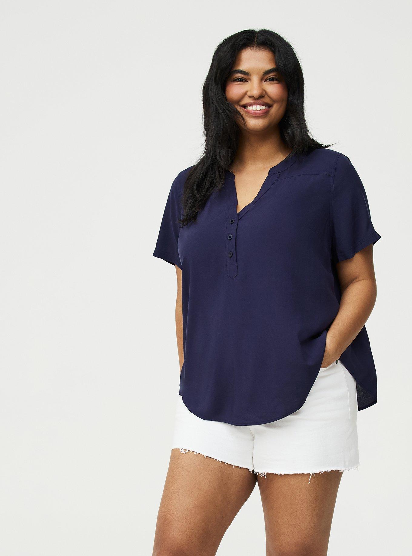 Harper Challis Short Sleeve Blouse, PEACOAT, alternate