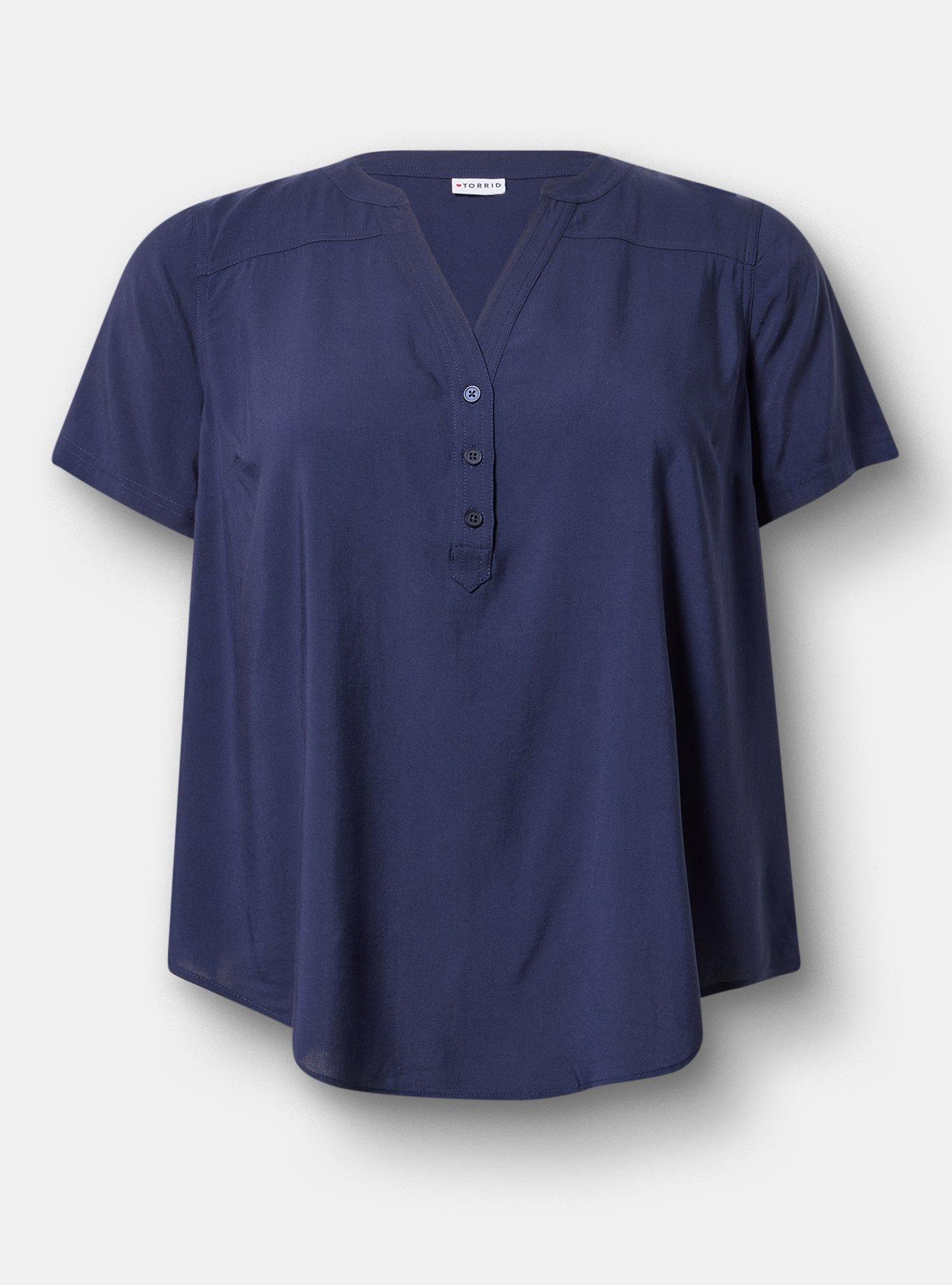 Harper Challis Short Sleeve Blouse, PEACOAT, hi-res