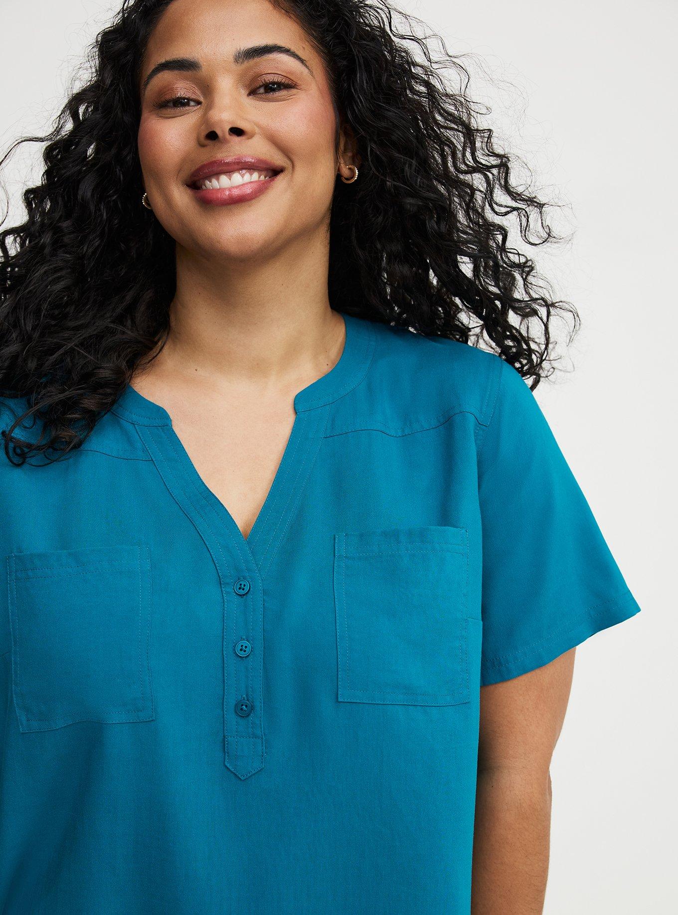 Harper Challis Short Sleeve Blouse, OCEAN DEPTHS, alternate