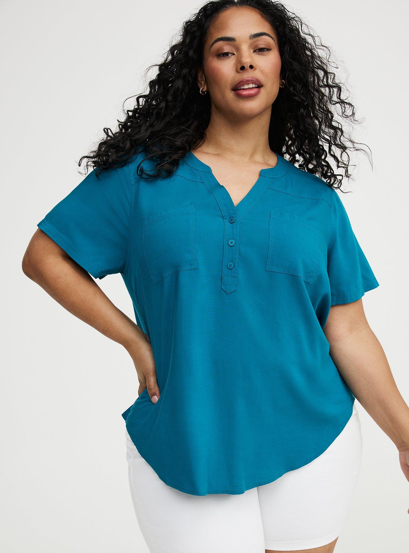 Harper Challis Short Sleeve Blouse, OCEAN DEPTHS, hi-res