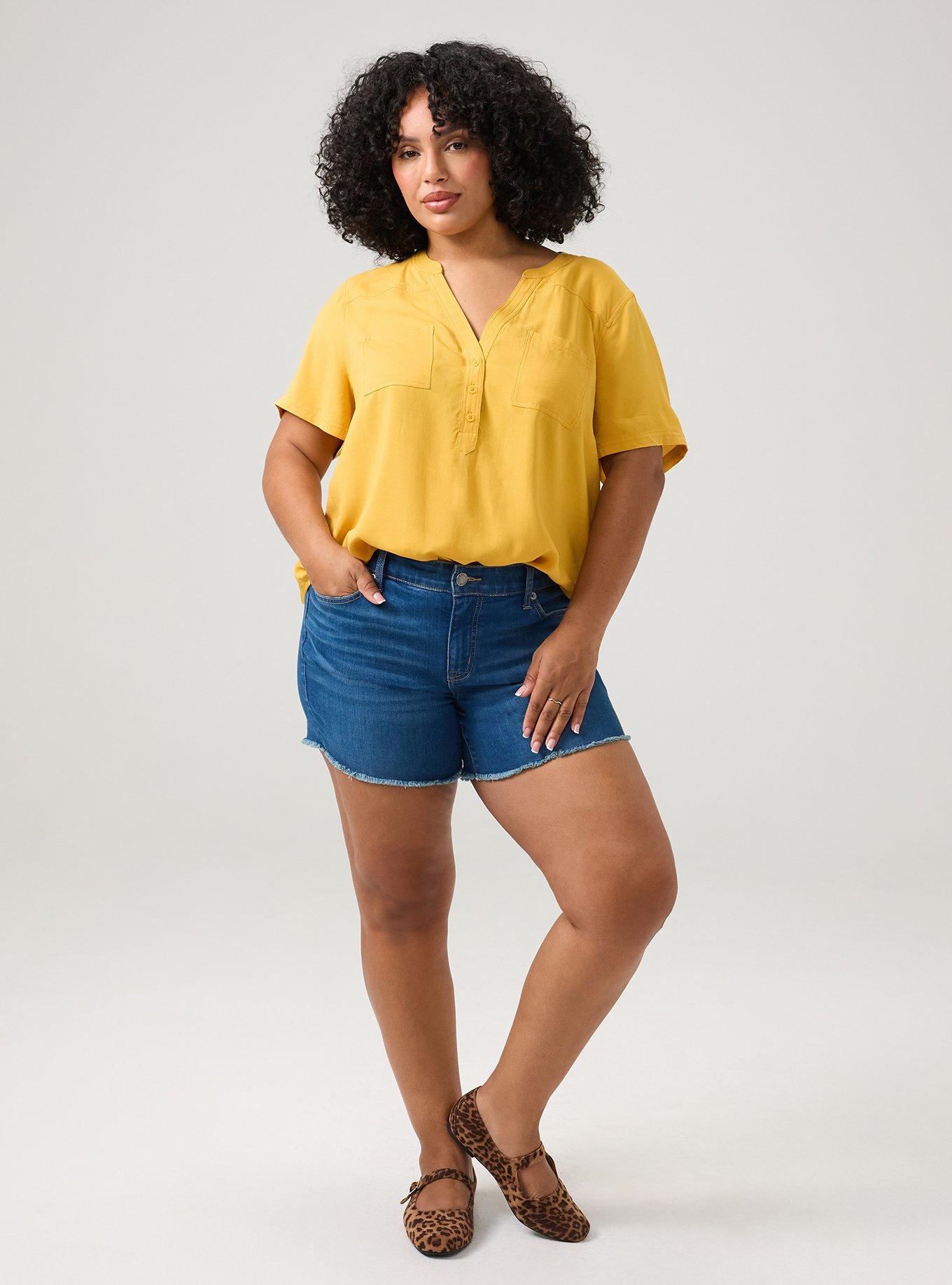Harper Challis Short Sleeve Blouse, MINERAL YELLOW, alternate