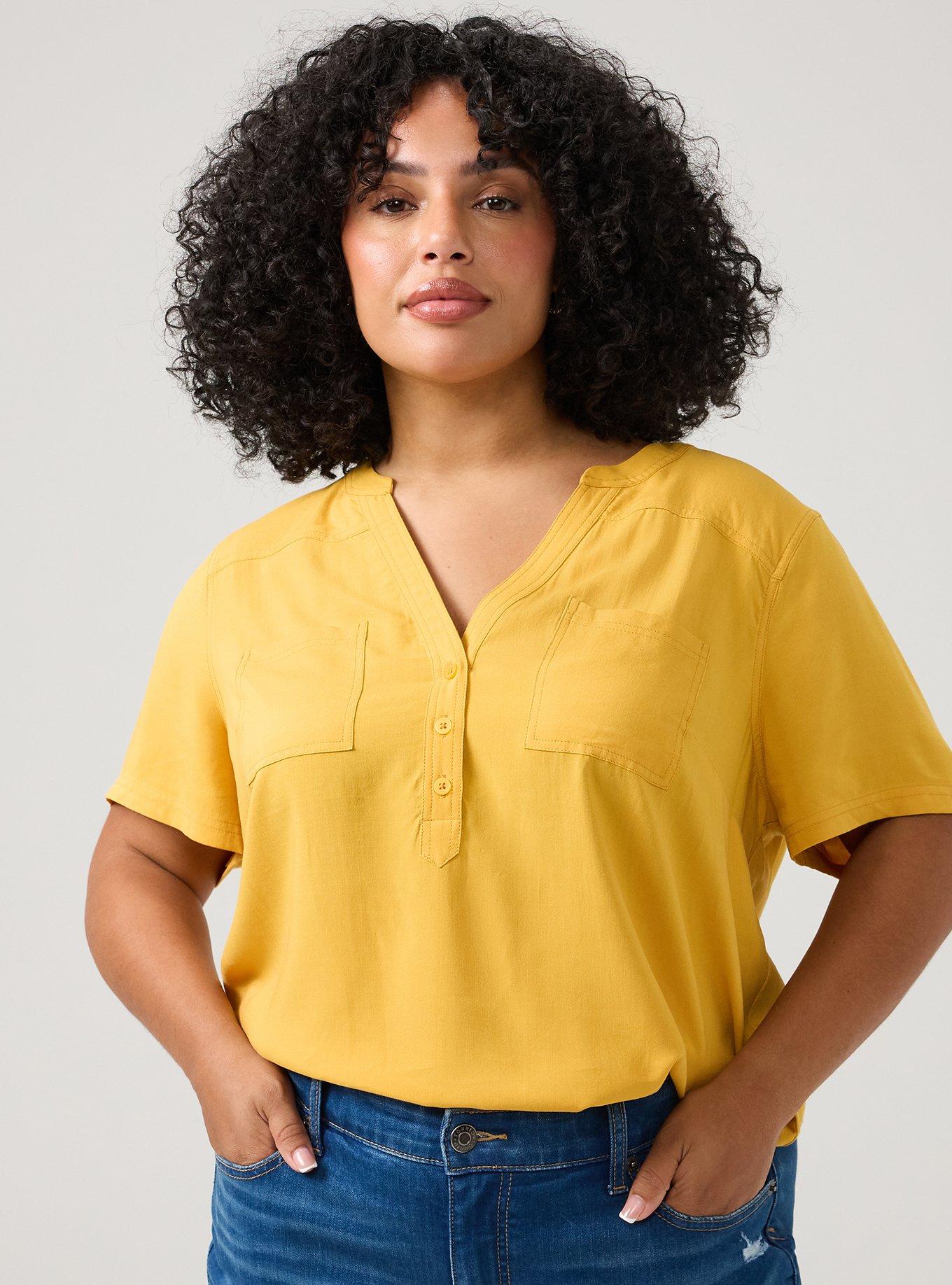 Harper Challis Short Sleeve Blouse, MINERAL YELLOW, alternate