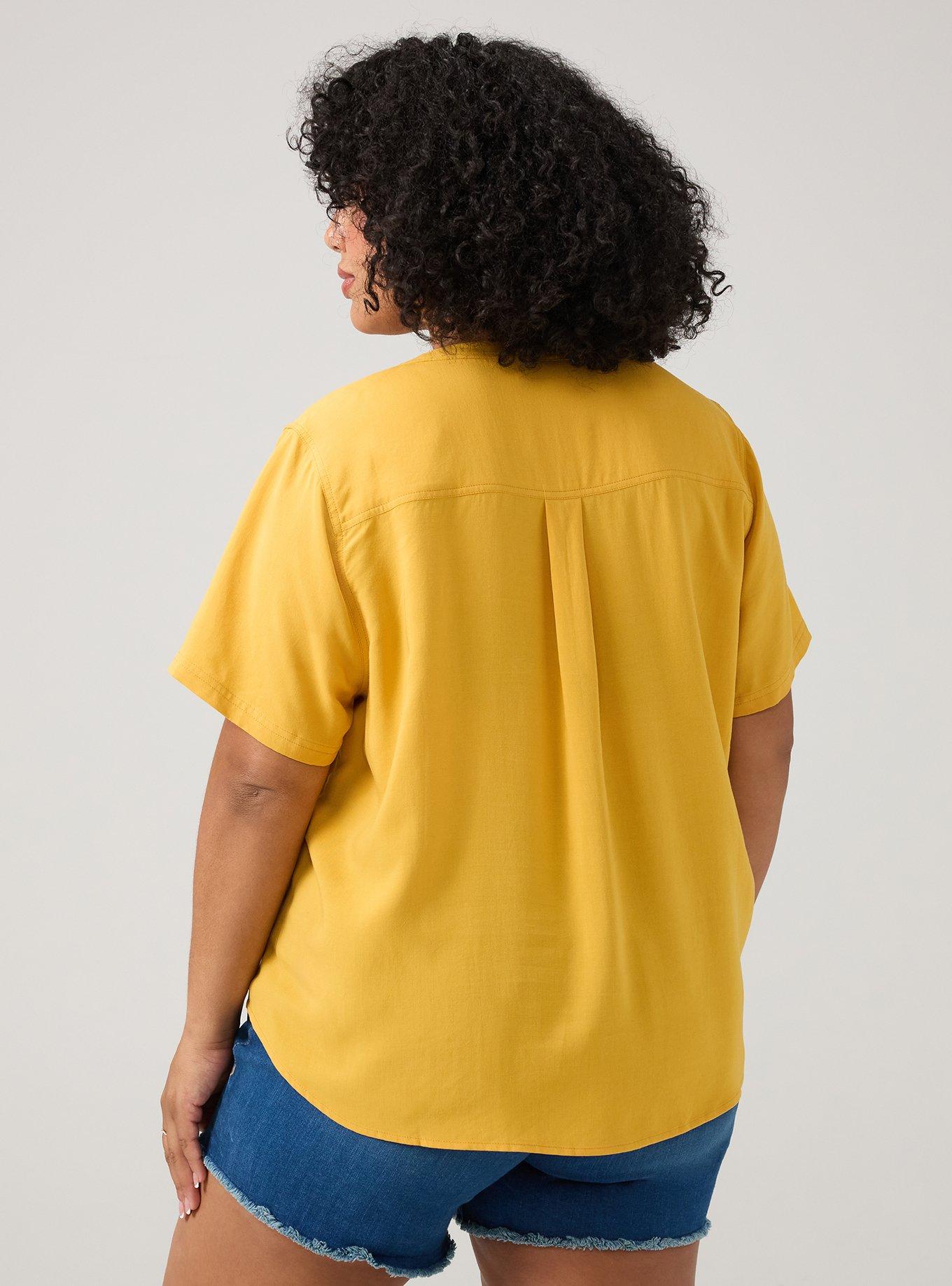 Harper Challis Short Sleeve Blouse, MINERAL YELLOW, alternate