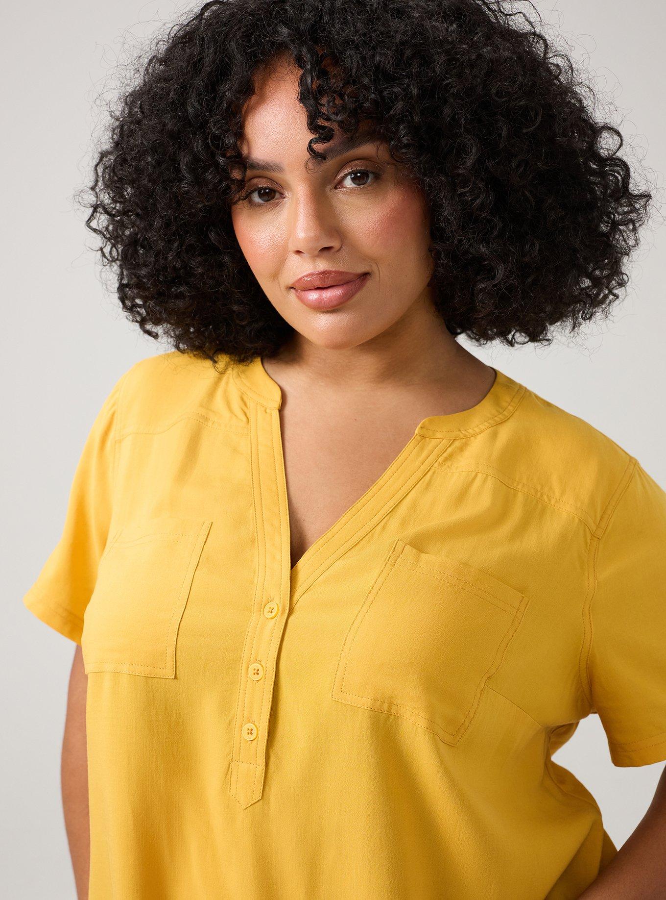 Harper Challis Short Sleeve Blouse, MINERAL YELLOW, alternate