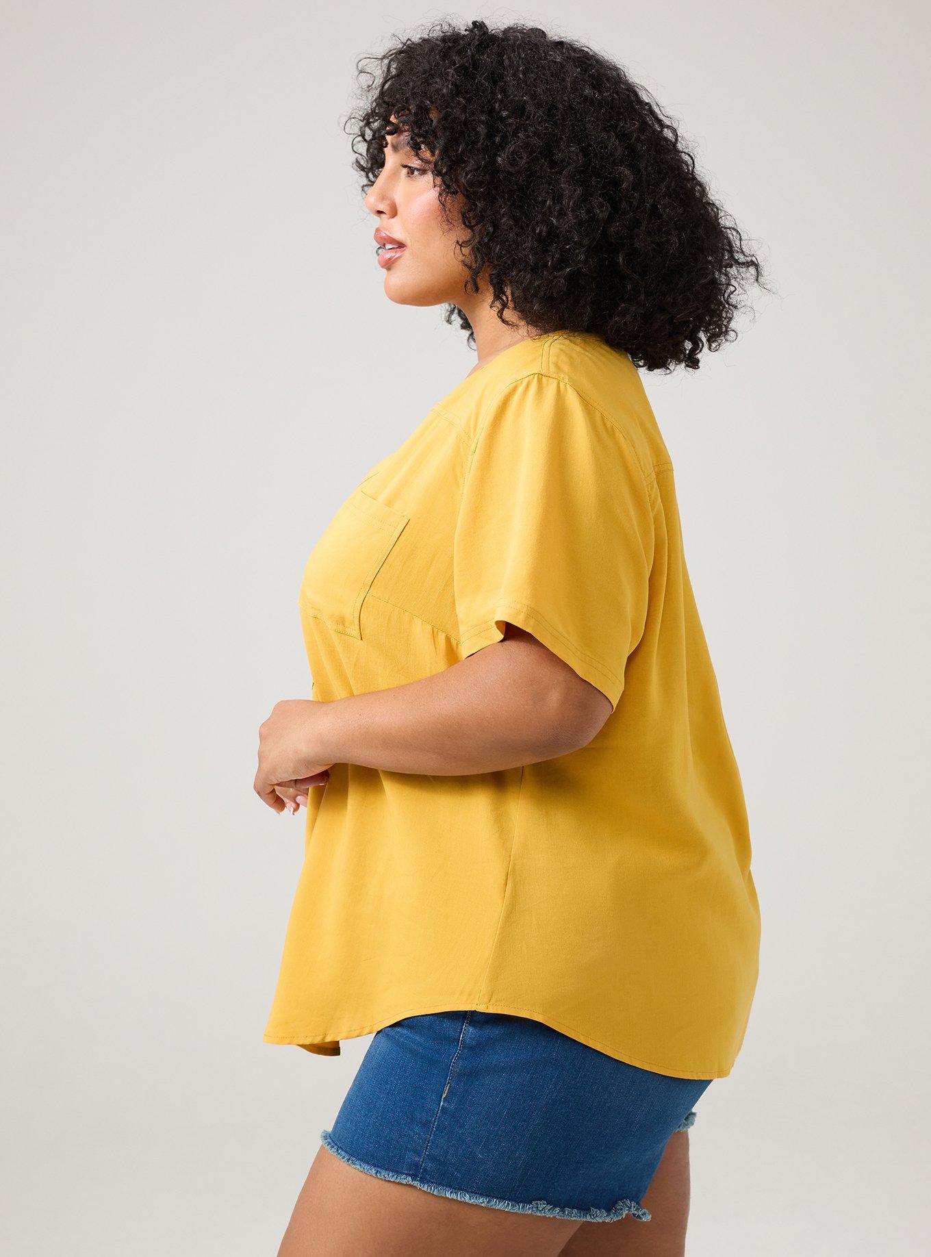 Harper Challis Short Sleeve Blouse, MINERAL YELLOW, alternate