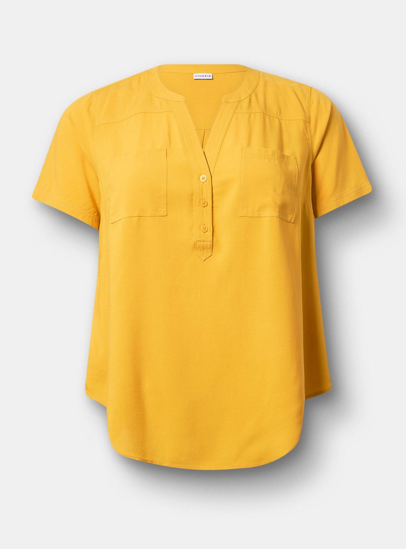 Harper Challis Short Sleeve Blouse, MINERAL YELLOW, hi-res