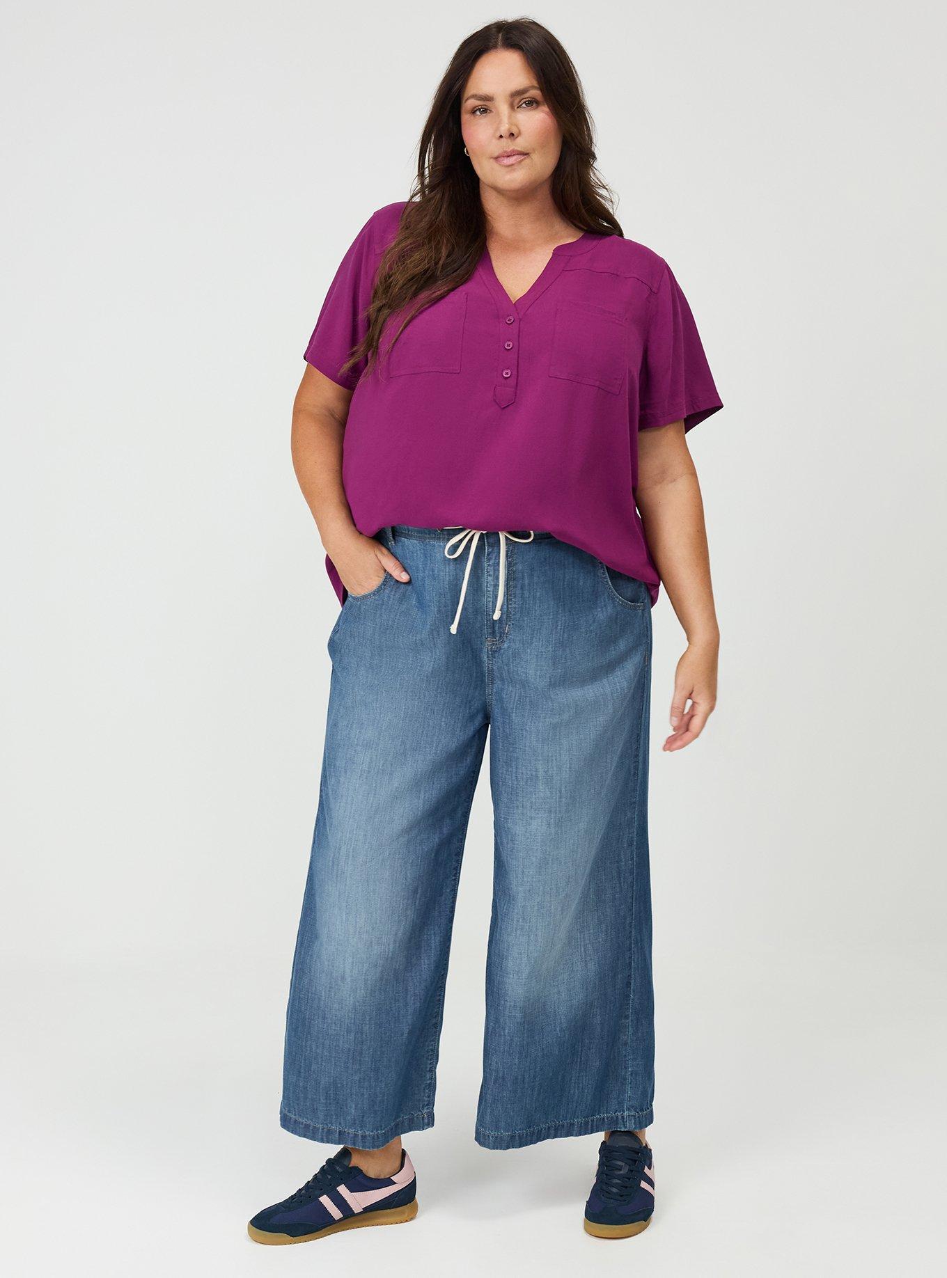 Harper Challis Short Sleeve Blouse, PLUM CASPIA, alternate
