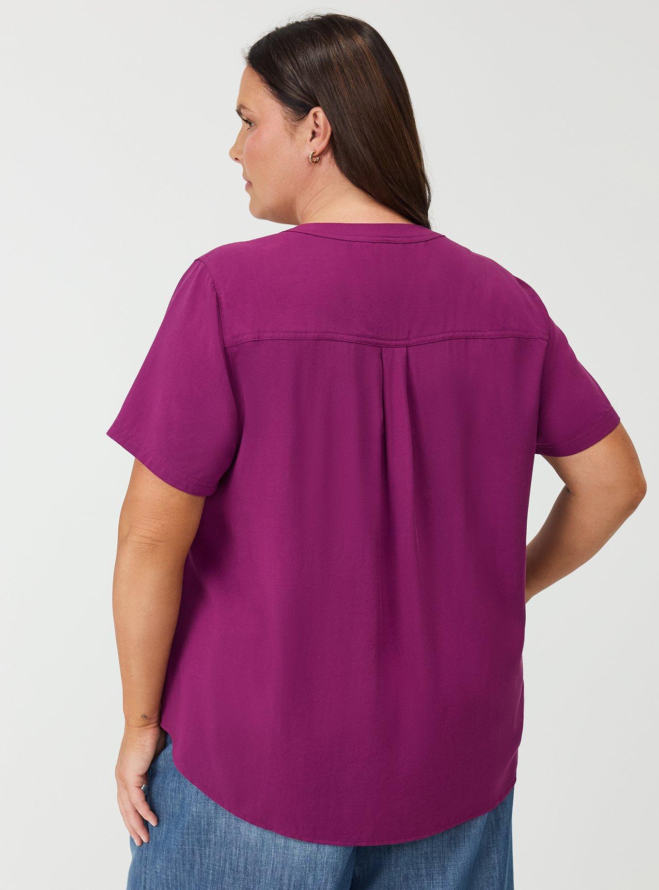 Harper Challis Short Sleeve Blouse, PLUM CASPIA, alternate
