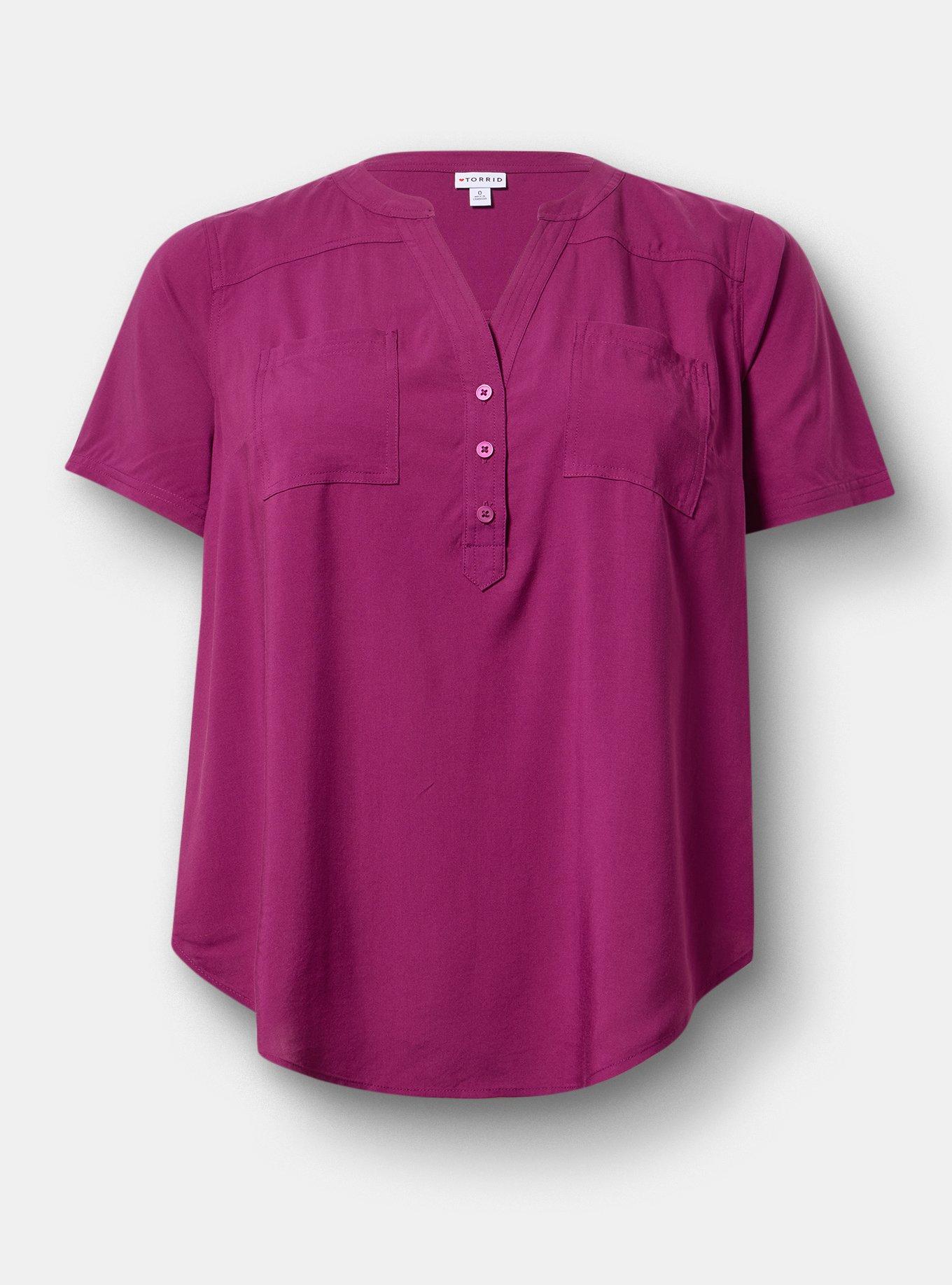 Harper Challis Short Sleeve Blouse, PLUM CASPIA, hi-res