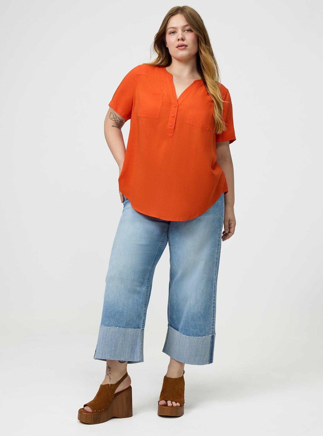 Harper Challis Short Sleeve Blouse, PUREED PUMPKIN, alternate