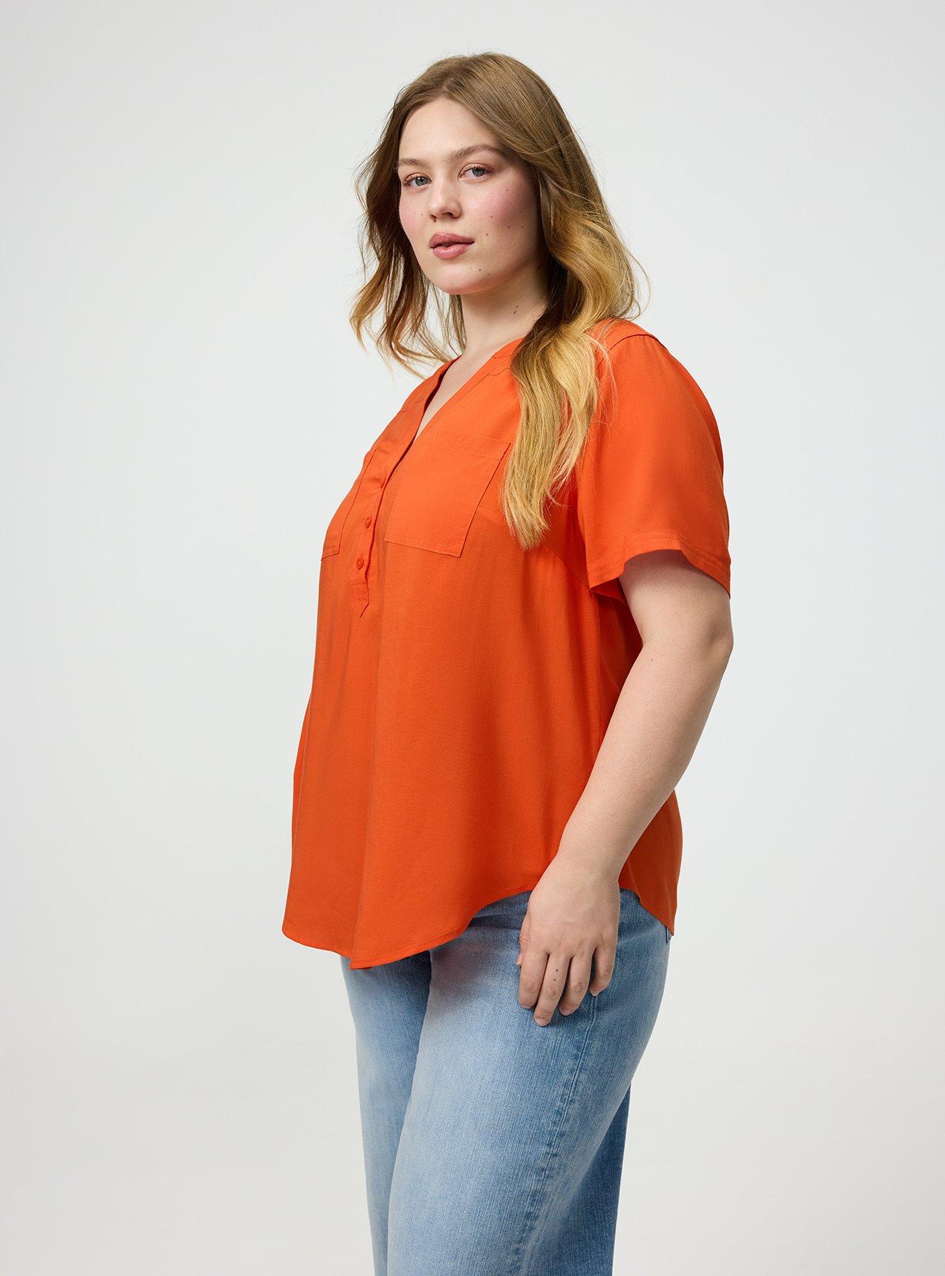 Harper Challis Short Sleeve Blouse, PUREED PUMPKIN, alternate
