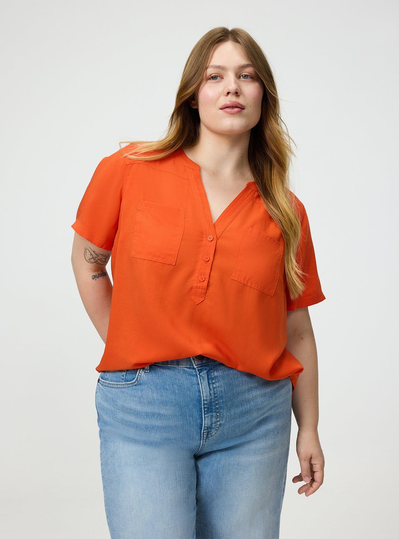 Harper Challis Short Sleeve Blouse, PUREED PUMPKIN, alternate