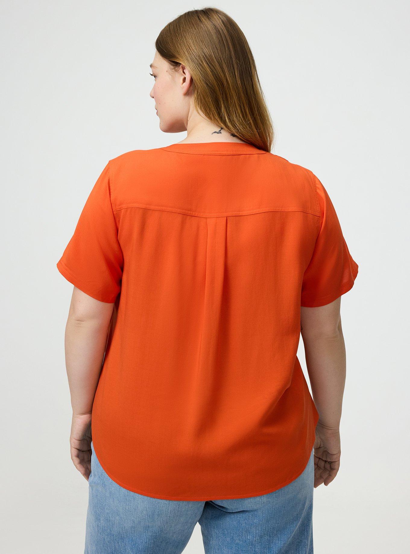 Harper Challis Short Sleeve Blouse, PUREED PUMPKIN, alternate