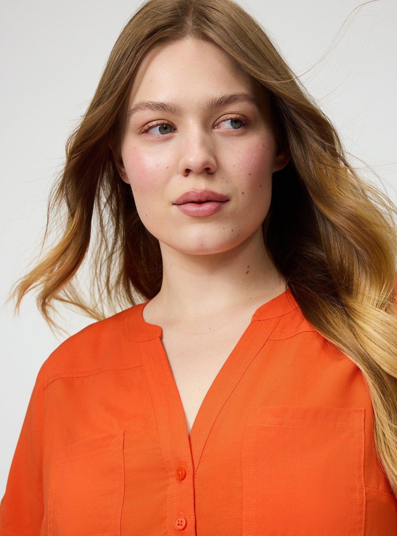 Harper Challis Short Sleeve Blouse, PUREED PUMPKIN, alternate