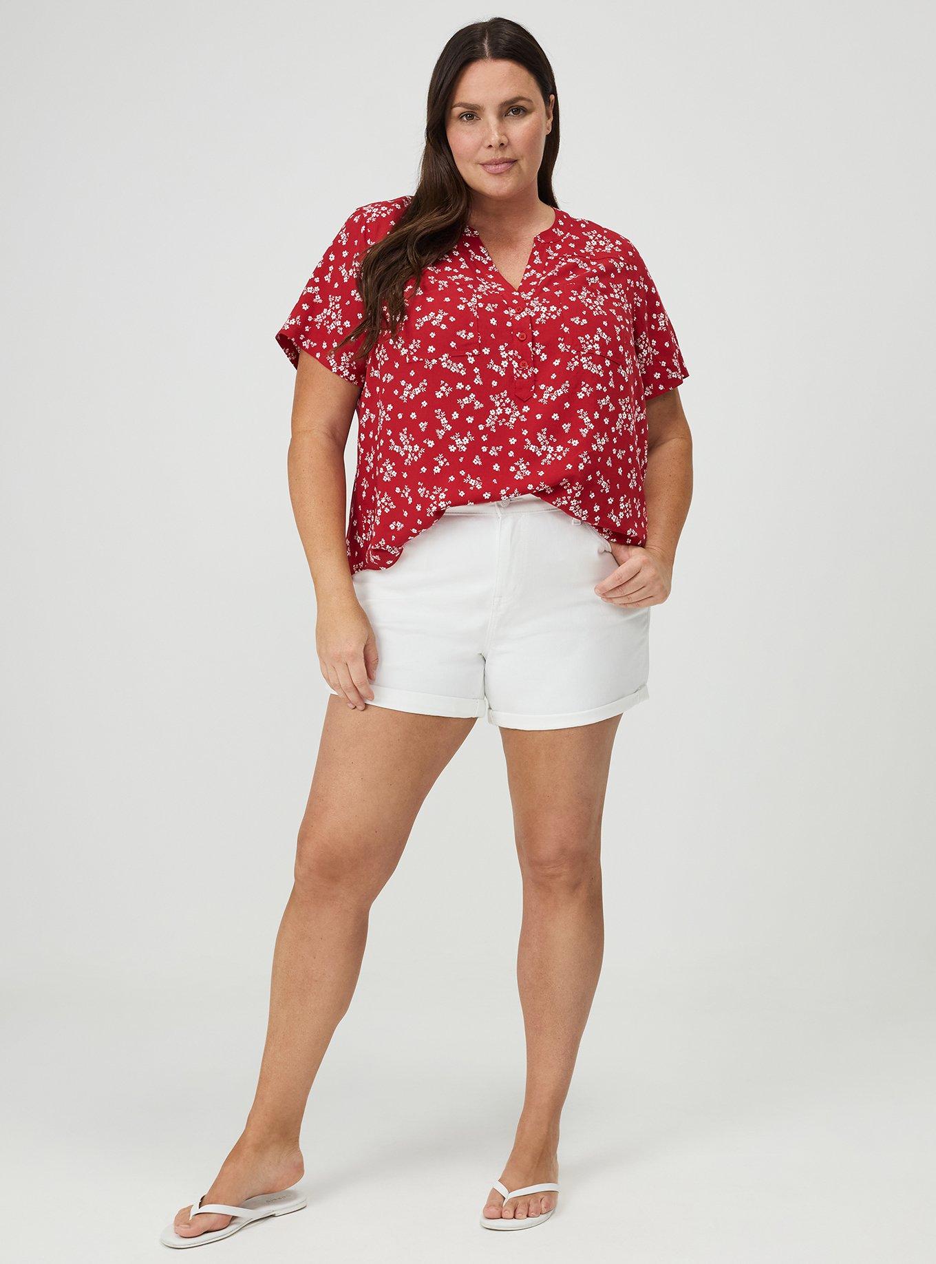 Harper Challis Short Sleeve Blouse, CLASSIC DITSY FLORAL RED, alternate