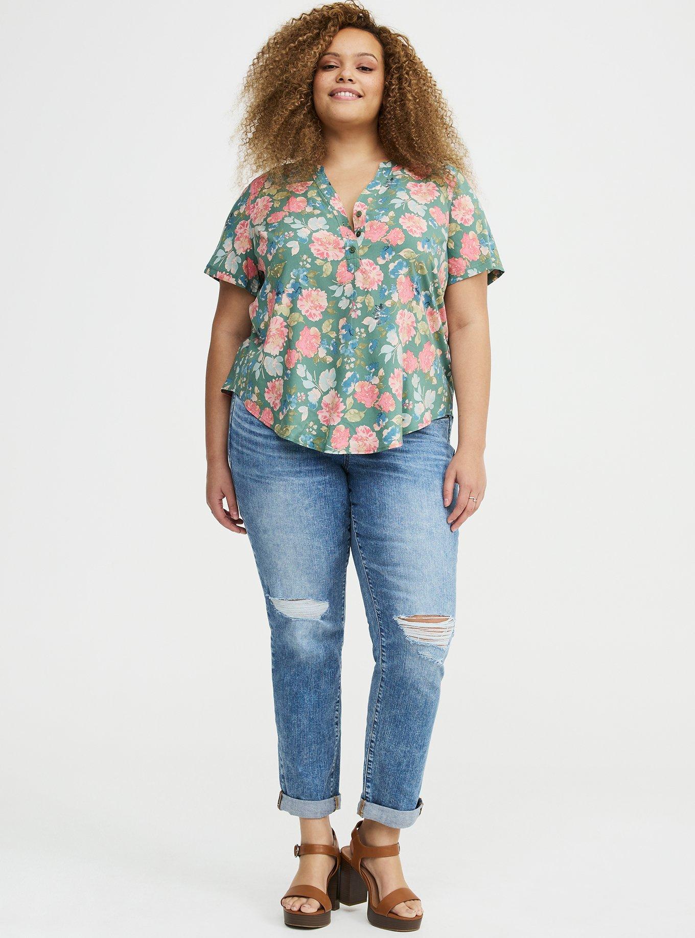 Harper Challis Short Sleeve Blouse, WILD FIELD FLORAL GREEN, alternate