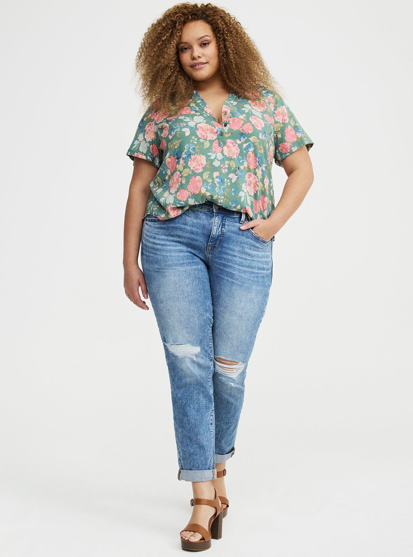 Harper Challis Short Sleeve Blouse, WILD FIELD FLORAL GREEN, alternate
