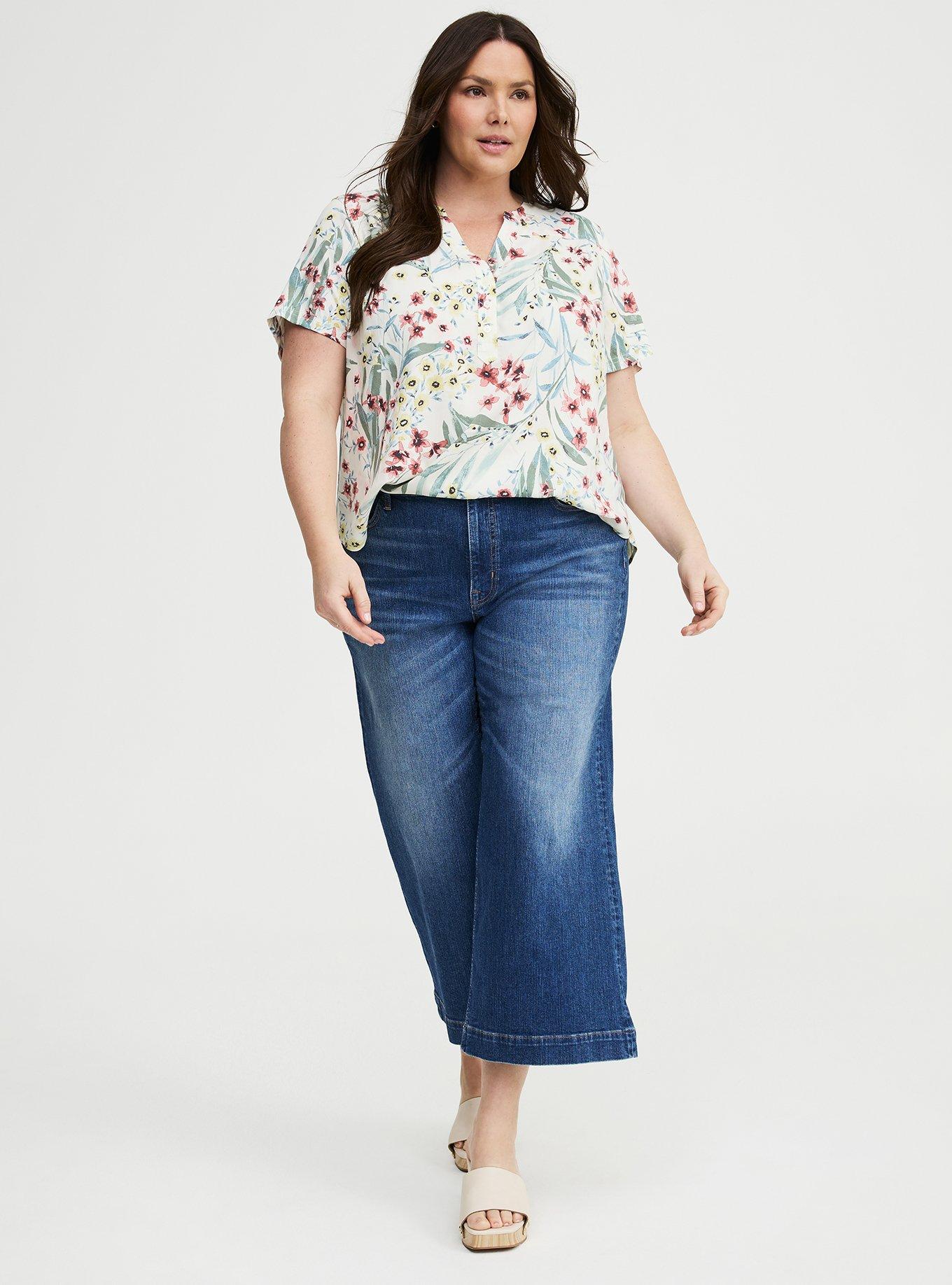 Harper Challis Short Sleeve Blouse, FAWNA FLORAL IVORY, alternate