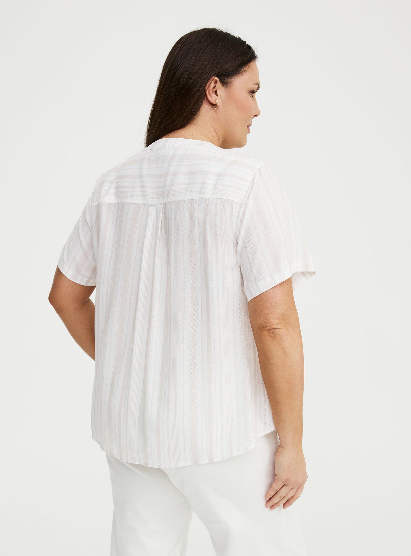 Harper Challis Short Sleeve Blouse, YOURS STRIPE WHITE, alternate
