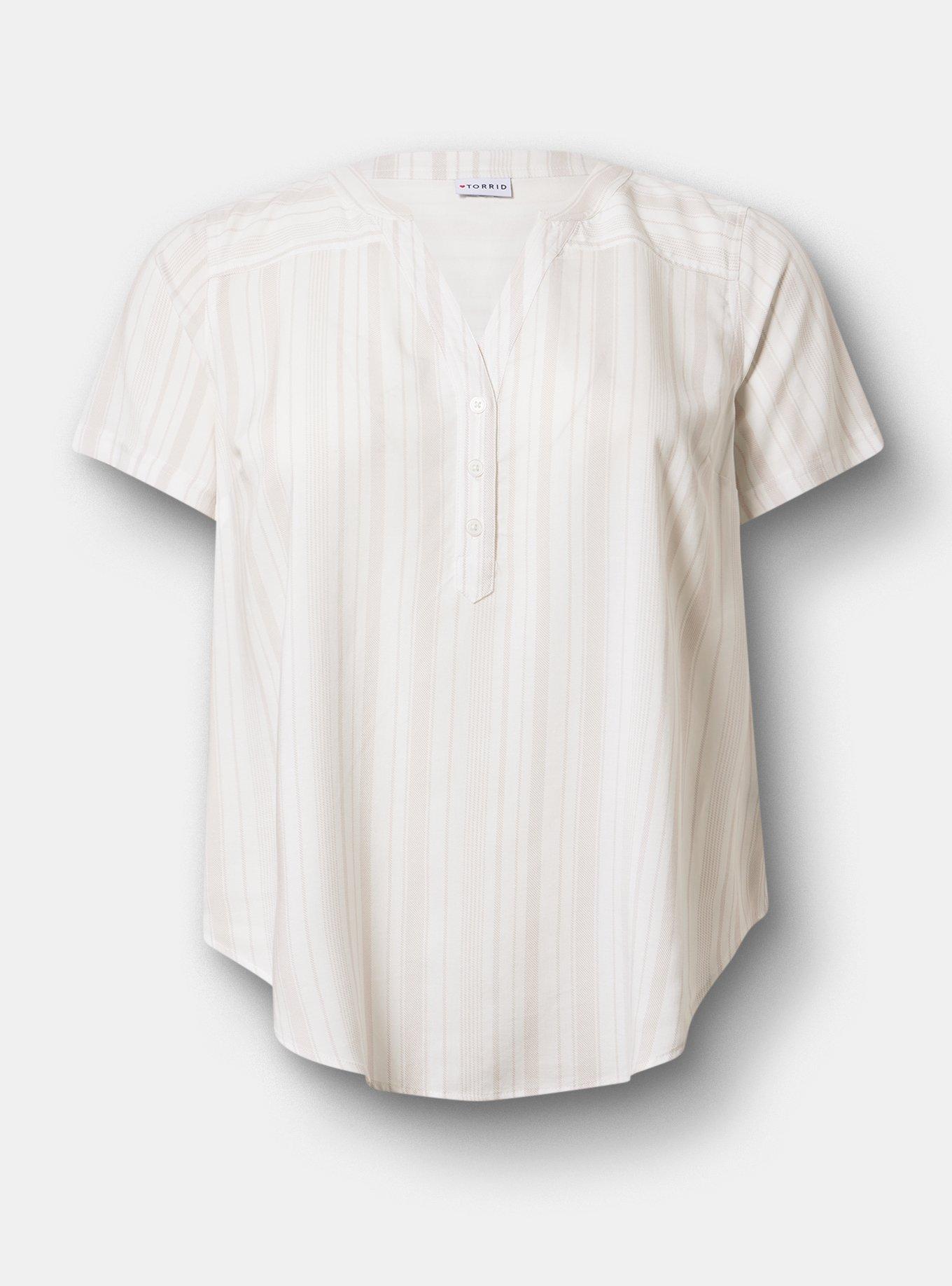 Harper Challis Short Sleeve Blouse, YOURS STRIPE WHITE, hi-res