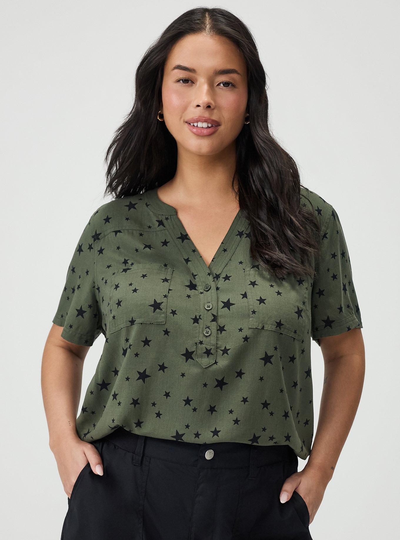 Harper Challis Short Sleeve Blouse, STAR POP DEEP DEPTHS, alternate