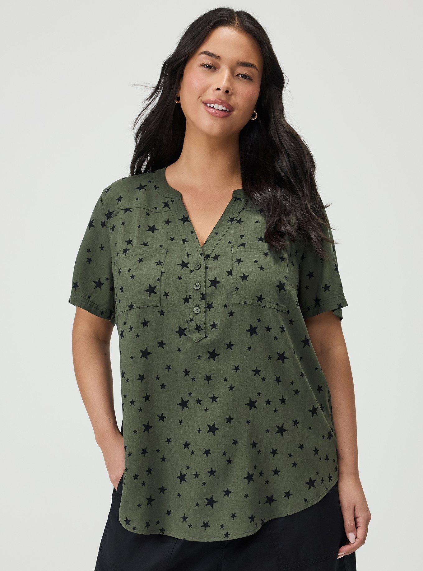 Harper Challis Short Sleeve Blouse, STAR POP DEEP DEPTHS, hi-res