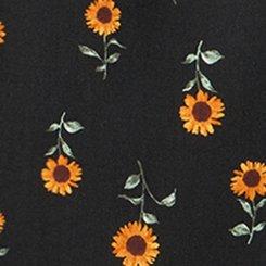 Harper Challis Short Sleeve Blouse, STEM SUNFLOWERS DEEP BLACK, swatch
